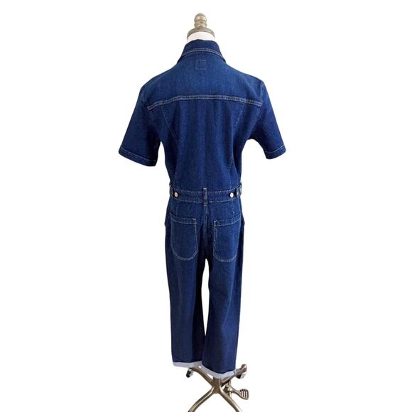NWT Gap Blue Dark Wash Denim Short Sleeve Jumpsuit Women's Size 6 - Picture 6 of 10